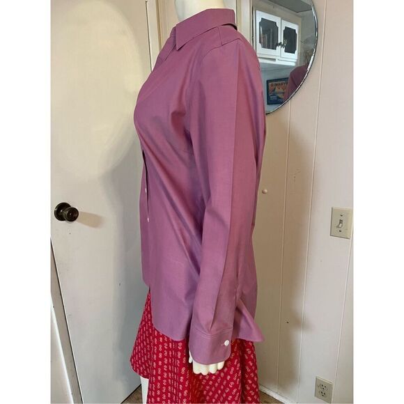 L.L.Bean Woman’s Dusty Pink Long Sleeve 100% Cotton Wrinkle Resistant Button Dow - Picture 3 of 6